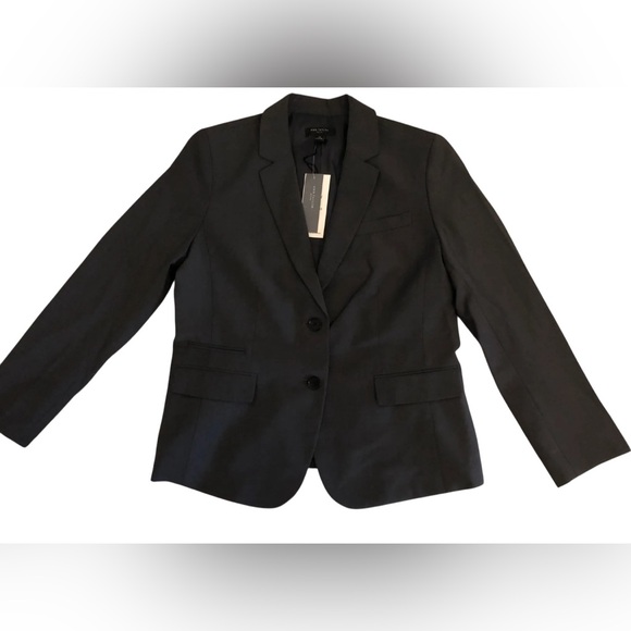 Ann Taylor Dark Gray Tropical Wool Suit Pant 12 Jacket 12p Petite - Picture 2 of 15